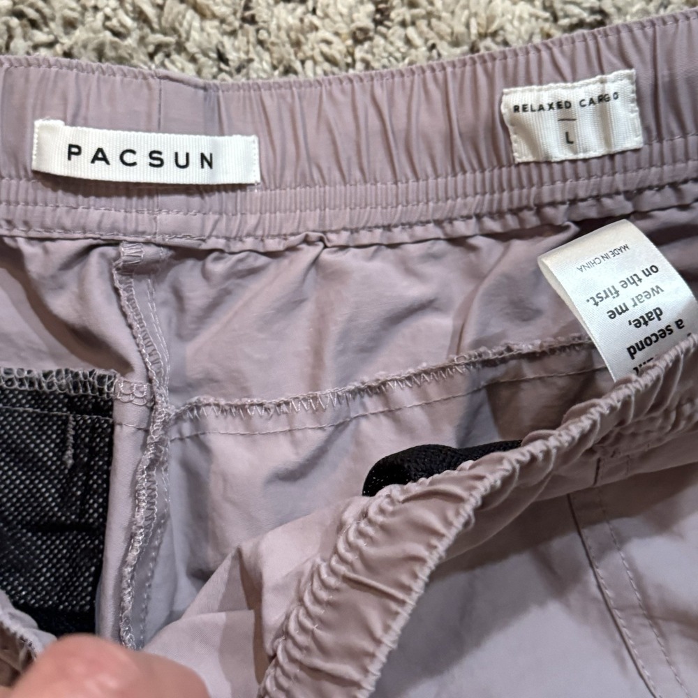 PacSun Men's Relaxed Cargo Jogger Pants Large Mauve Elastic Waist Drawstring - Picture 6 of 14